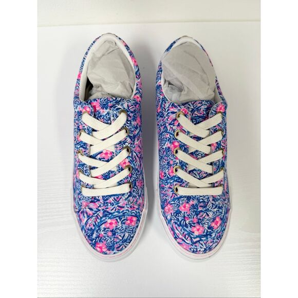 Lilly Pulitzer Abigail Sneaker Blue Peri Takin It Easy Accessory Sneakers 8.5 - Picture 2 of 4